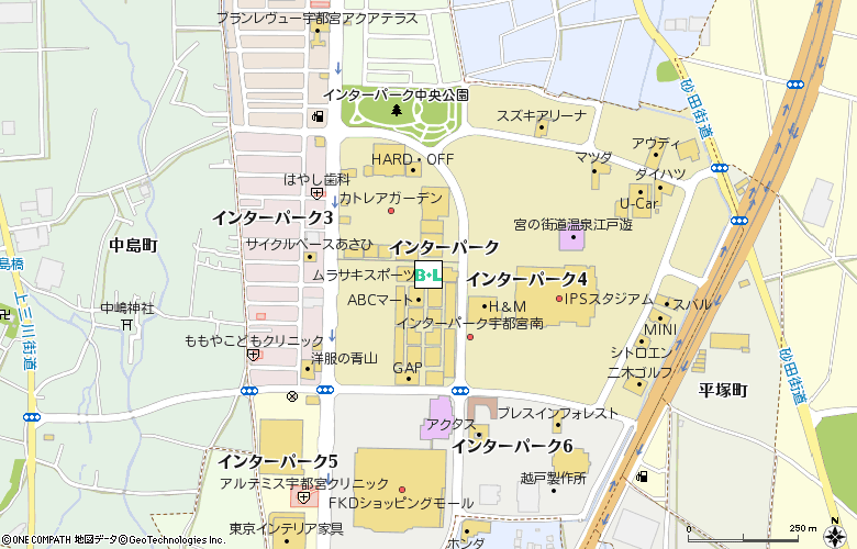 アイシティ　宇都宮インターパークビレッジ店付近の地図